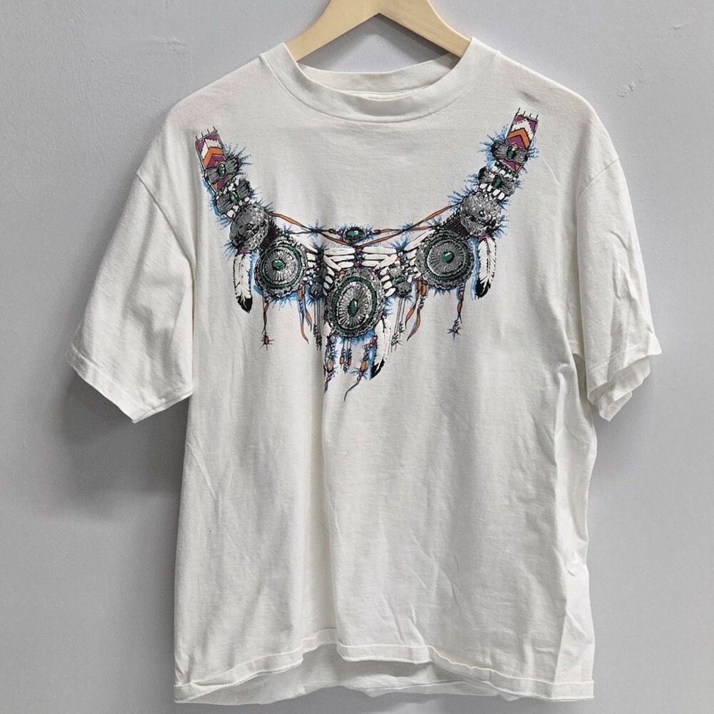Vintage 90’s Diamond Dust Glitter Native American Women's T-shirt